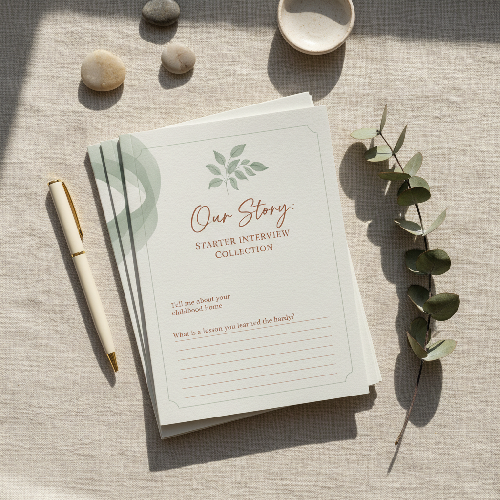Our Story Starter Interview Collection printable journal flat lay